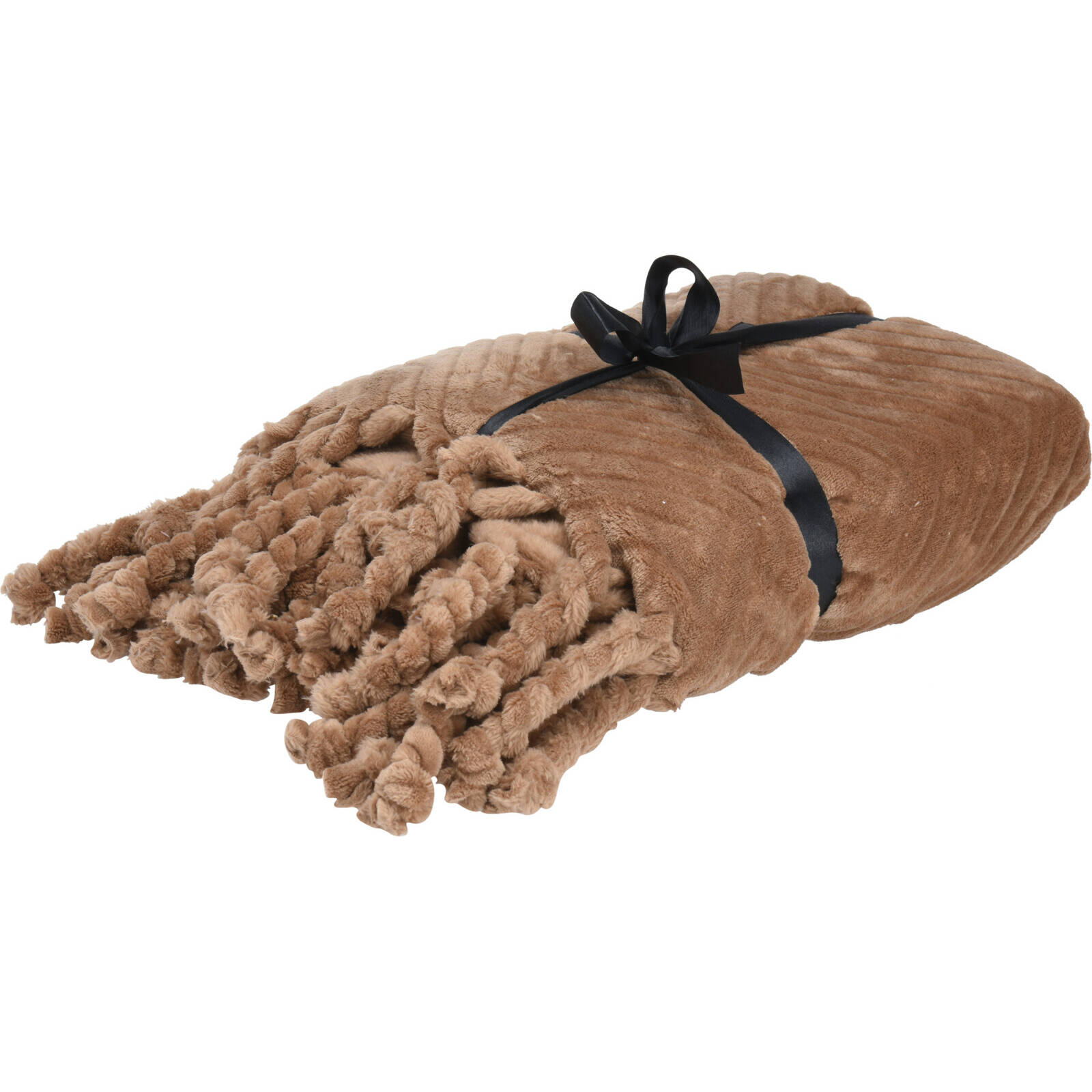 Home Styling Collection Deka boho s třásněmi, 100% polyester, 130 x 160 cm béžová