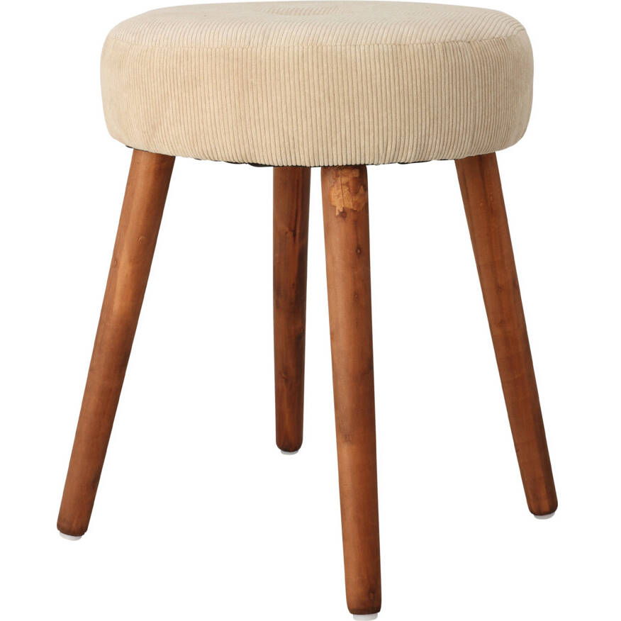 Home Styling Collection Stolička s měkkou manšestrovou sedačkou, Ø 35 x 45 cm béžová