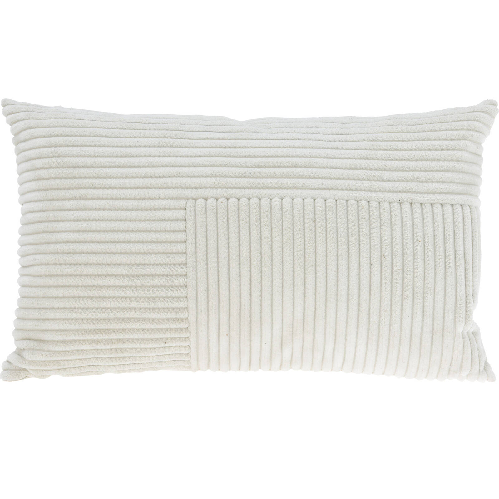 Home Styling Collection Dekorační polštář s manšestrovým patchworkem na přední straně, 30 x 50 cm bílá