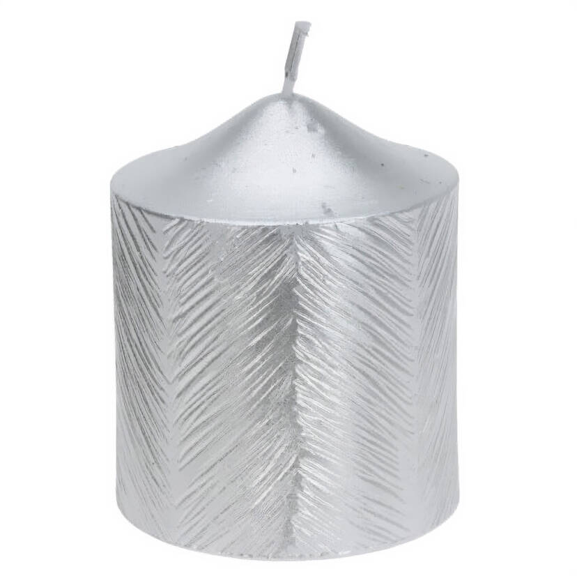 Home Styling Collection Dekorační svíčka s metalickým vzorem, 5 x 6 cm stříbrná