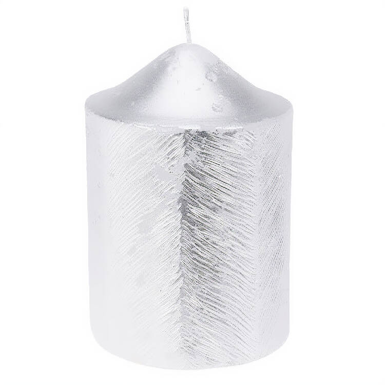 Home Styling Collection Dekorační svíčka s metalickým vzorem, 7 x 10 cm stříbrná