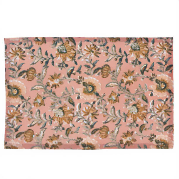 Home Styling Collection Bavlněná podložka pod talíř, květinový vzor, 45 x 30 cm růžová