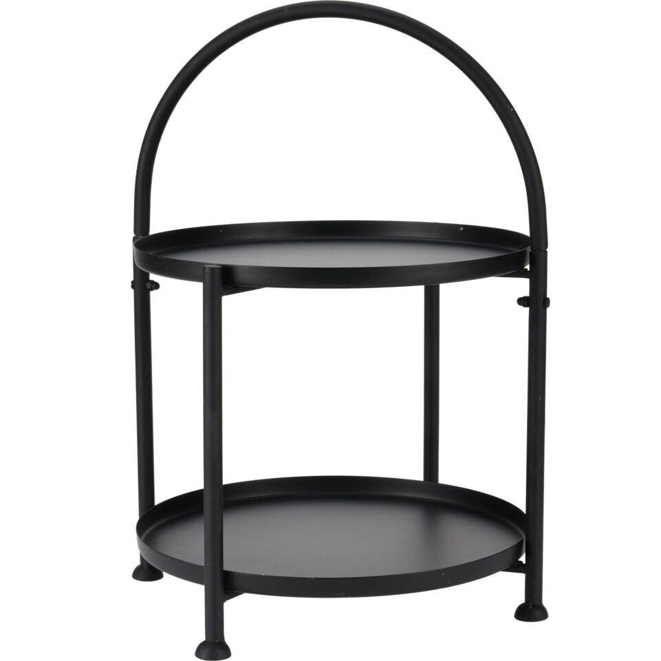 Home Styling Collection Kovový kulatý stolek ve stylu loft s držákem, 34 x 45,5 cm černá