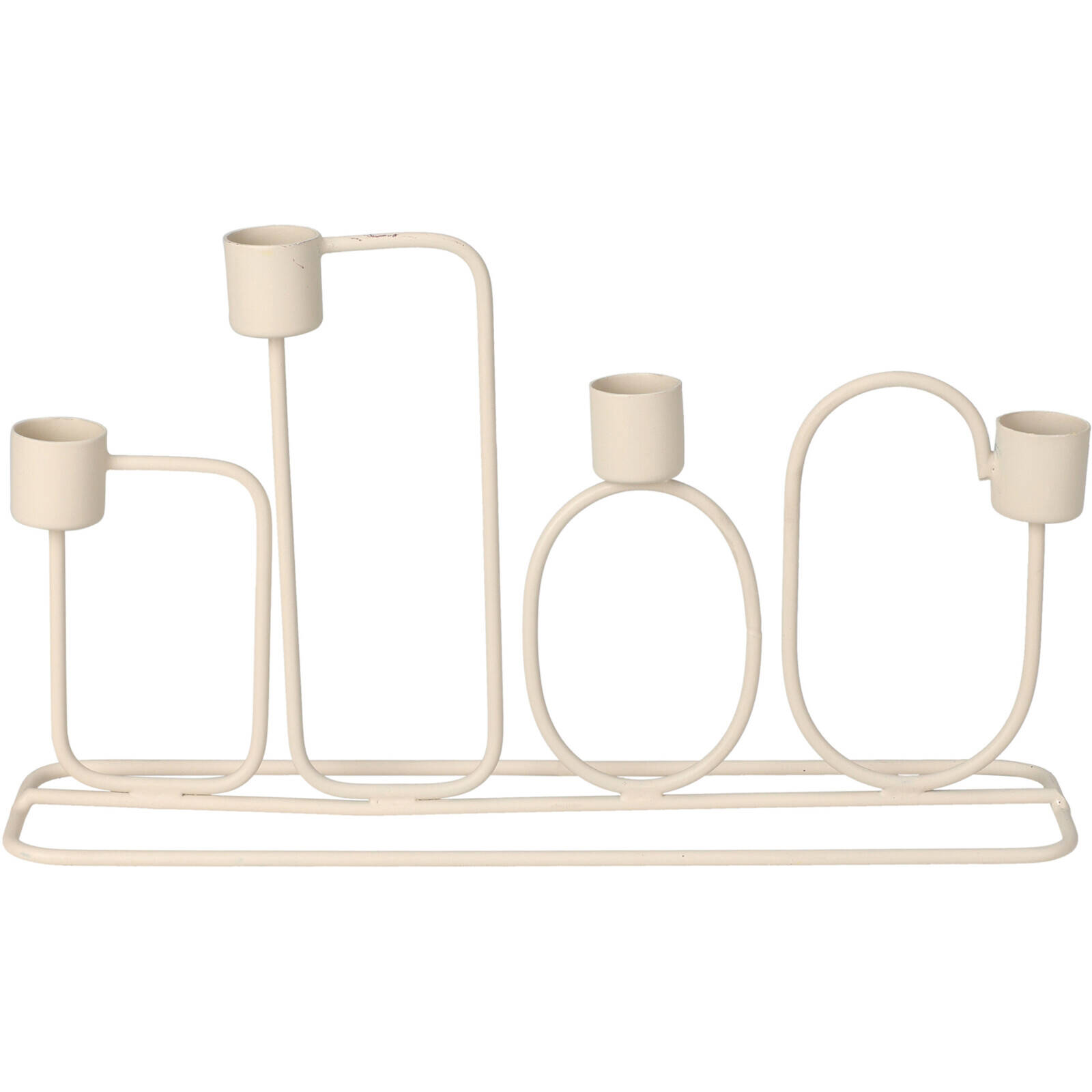 Home Styling Collection Kovový svícen ve světlé šedě barvě na 4 svíčky, 27 x 15,7 cm béžová
