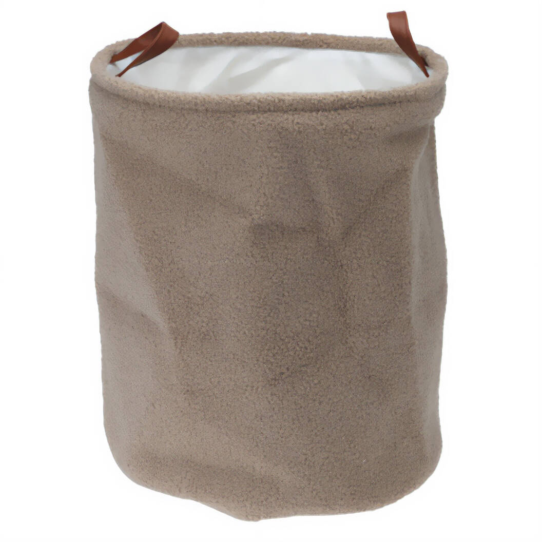Home Styling Collection Úložný koš z materiálu boucle, rukojeti z umělé kůže, Ø 38 x 50 cm šedá