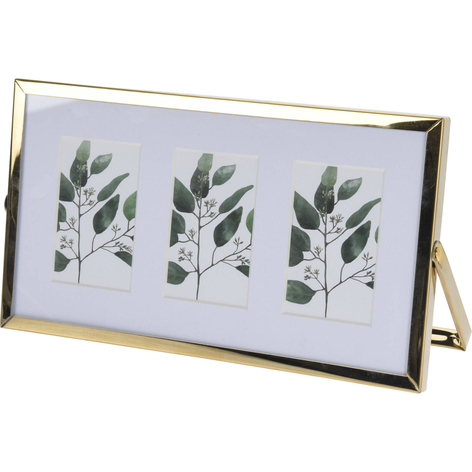 Home Styling Collection Kovový fotorámeček na tři fotografie, passe-partout, 22 x 12 x 1 cm zlatá