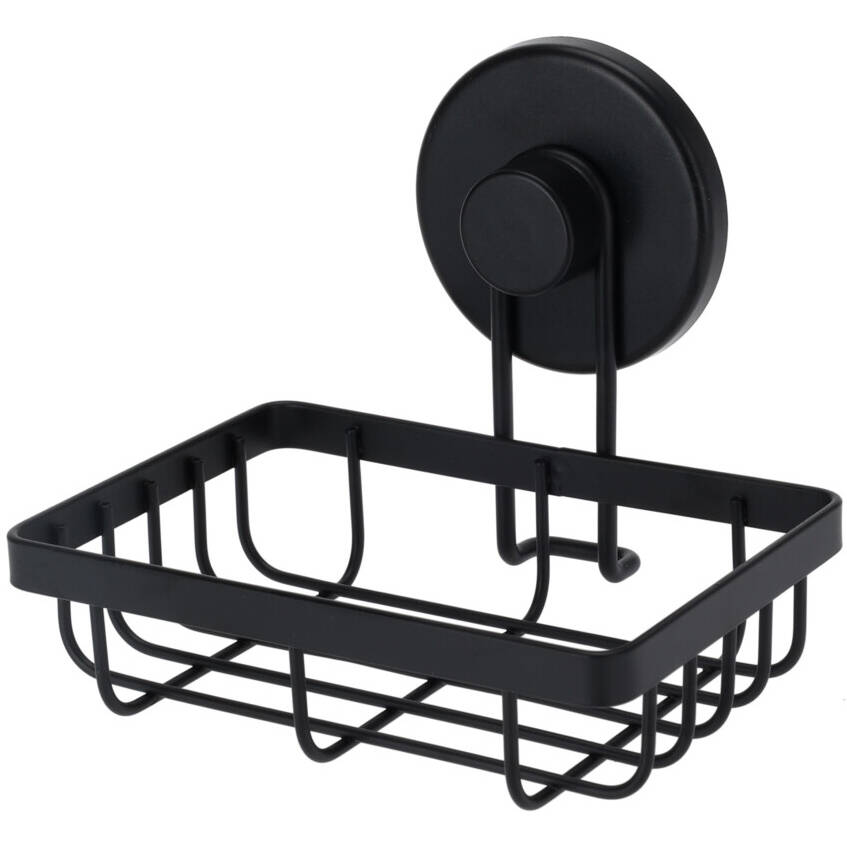 Bathroom Solutions Koupelnový košík na mýdlo, s přísavkami, černý, 13,4 x 11,5 x 11,5 cm černá
