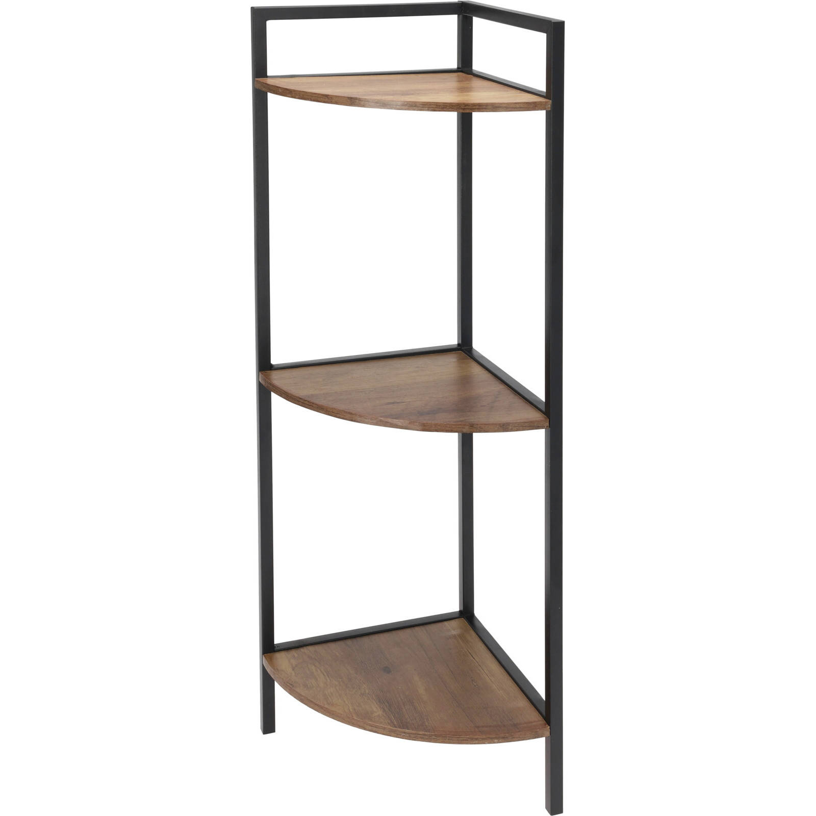 Home Styling Collection Rohový kovový regál, 3 police z MDF, 23,5 x 23,5 x 76 cm černá