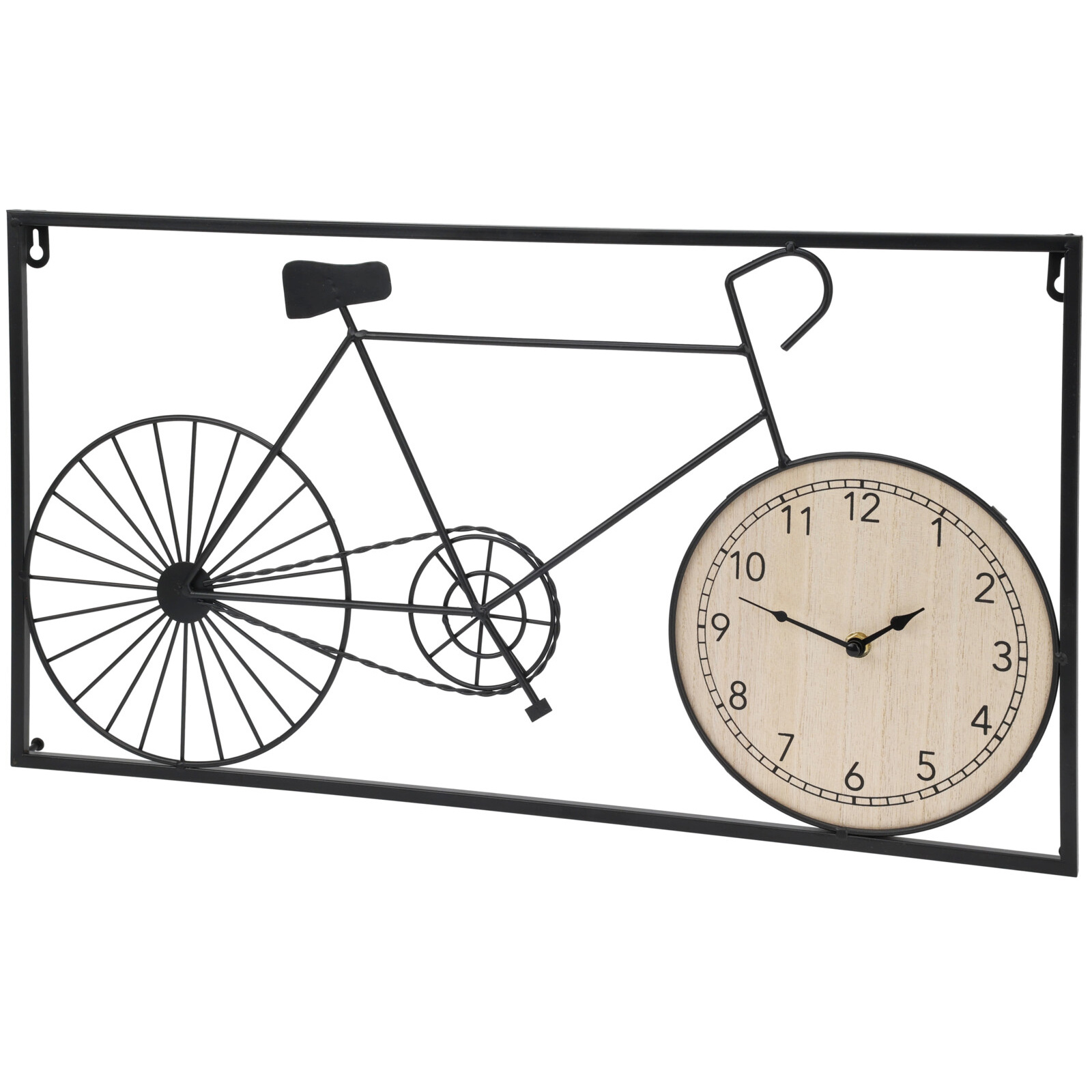 Home Styling Collection Nástěnná dekorace, retro kolo a hodiny, 60 x 32 x 5 cm černá