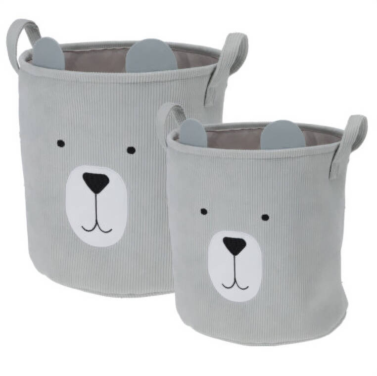 Home Styling Collection Úložné koše na hračky CUTIE s ušima, manšestrové, 2 ks šedá