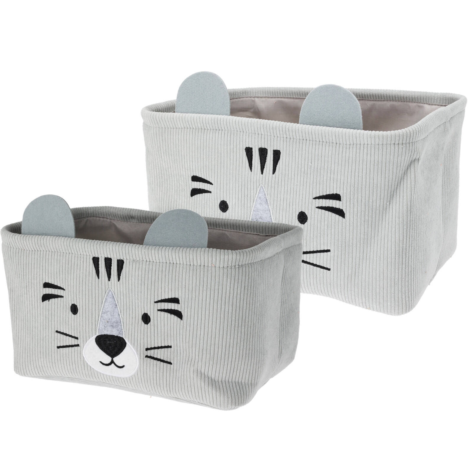 Home Styling Collection Úložné koše na hračky CUTIE s ušima, manšestrové, 2 ks šedá