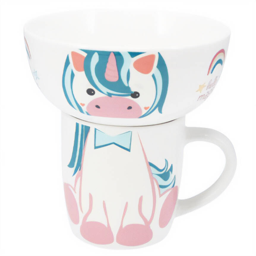 Siaki Dárková sada pro dítě: porcelánová miska a hrnek, 600 ml + 360 ml vícebarevná 89884