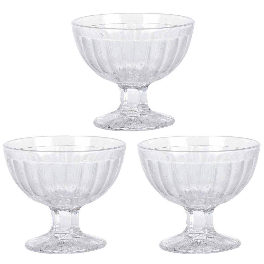 EH Excellent Houseware Dezertní zmrzlinový pohár STRIPE, 3 kusy x 200 ml transparentní