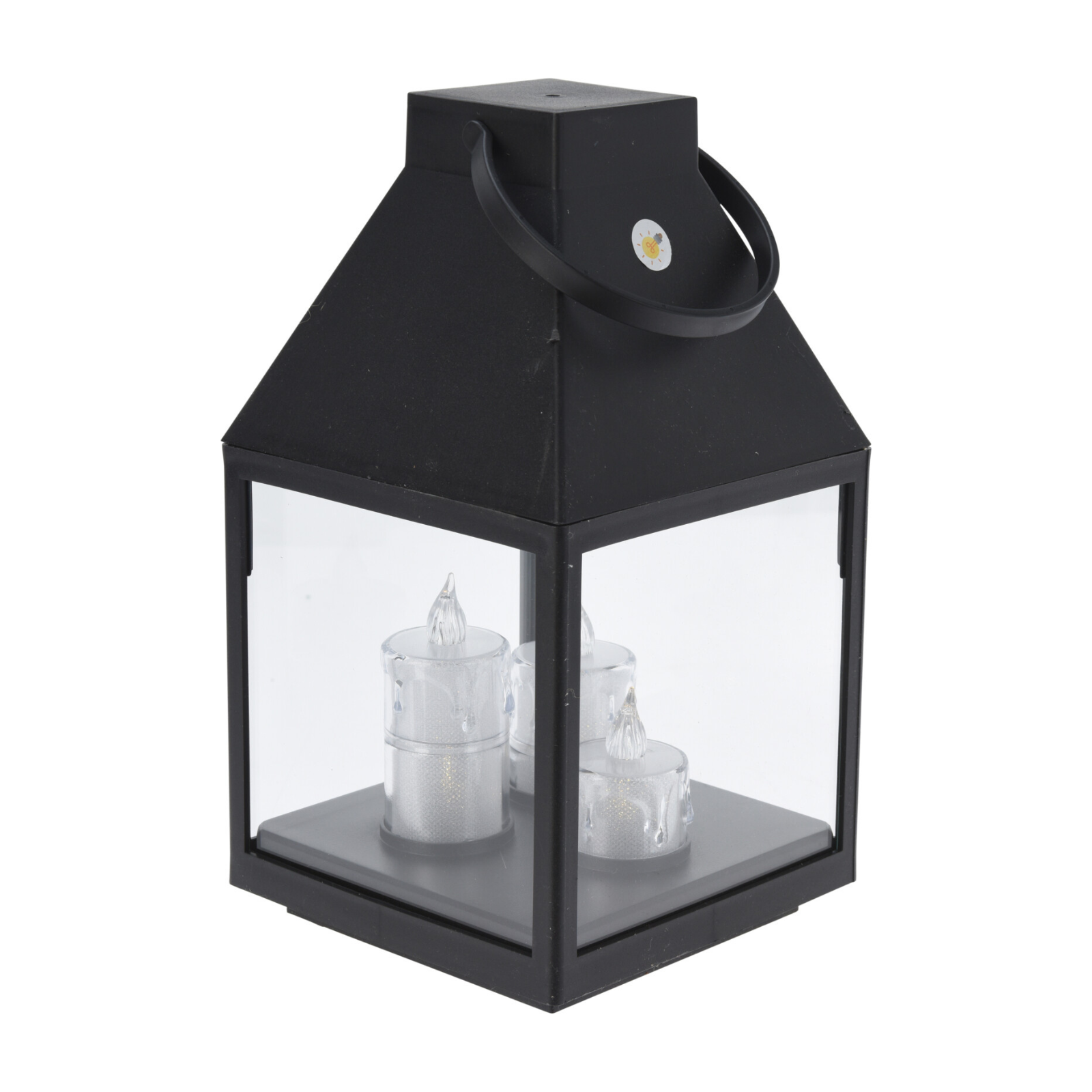 Home Styling Collection Lucerna se třemi LED svíčkami, 25 cm černá