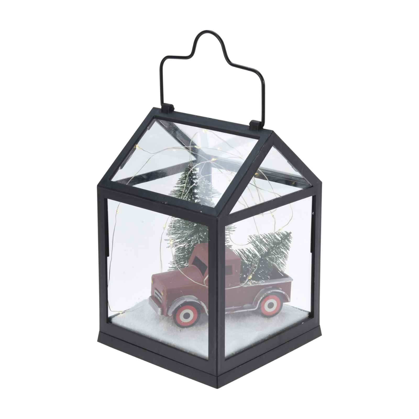 Home Styling Collection Lucerna s vánoční scénou, 21 cm černá