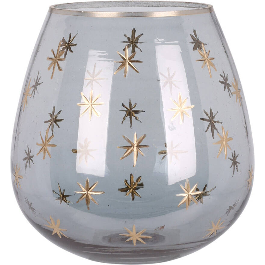 Home Styling Collection Svícen na čajovou svíčku ve tvaru sklenice, Ø 14 cm, šedý šedá