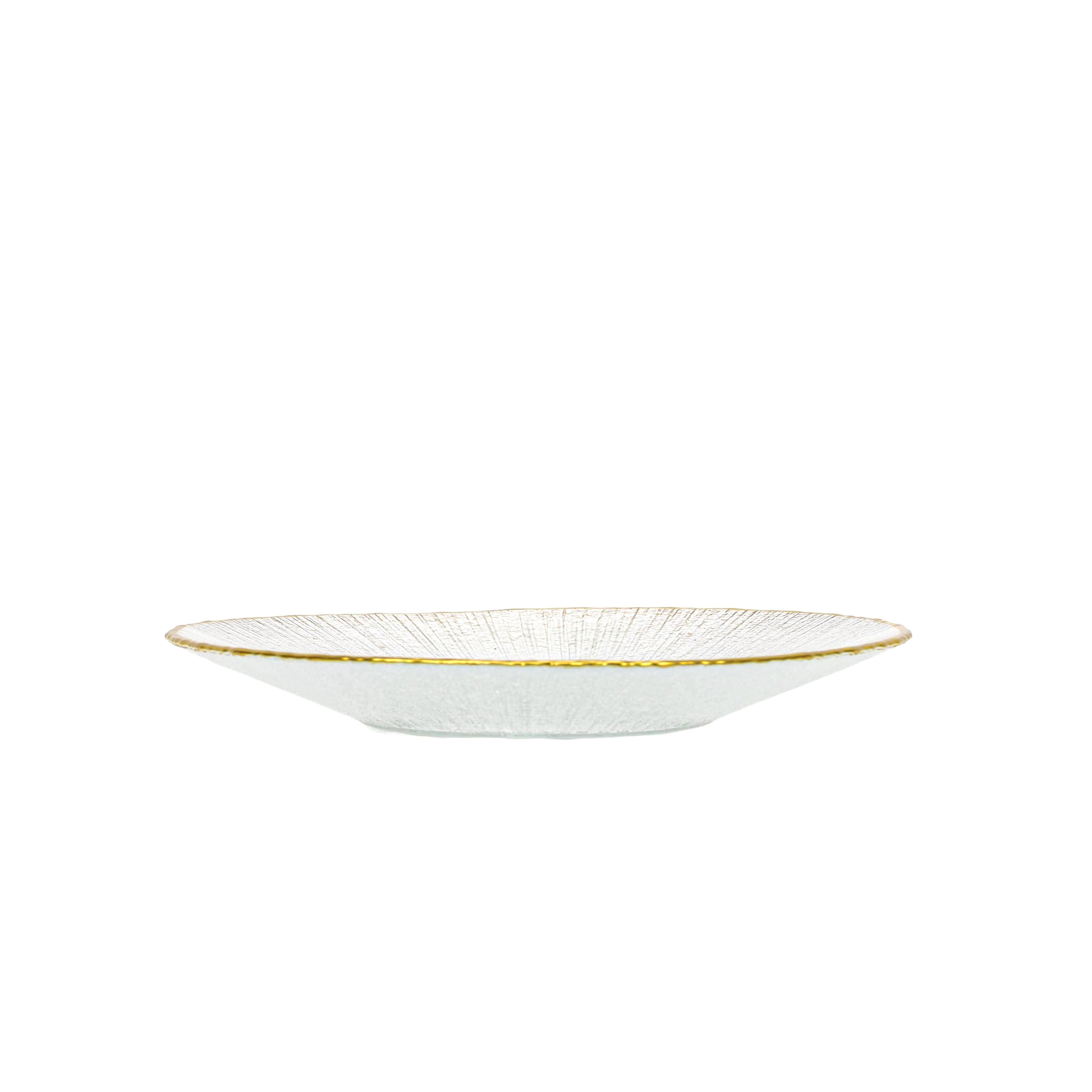 Home Styling Collection Skleněný dezertní talíř se zlatým okrajem DATURA, 21 cm transparentní