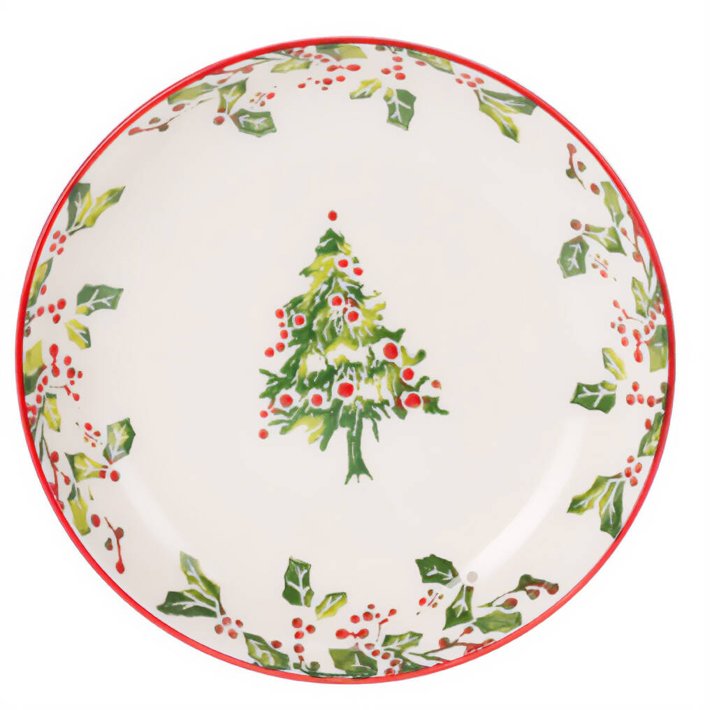 Home Styling Collection Vánoční hluboký talíř z kameniny, Ø 21 cm bílá