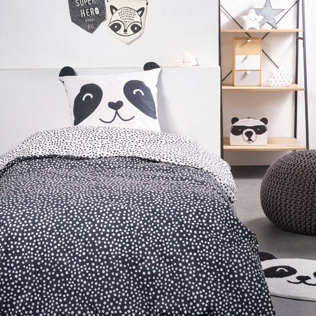 Today Dětské povlečení MAGIC JUNGLE, panda, 100% bavlna černá