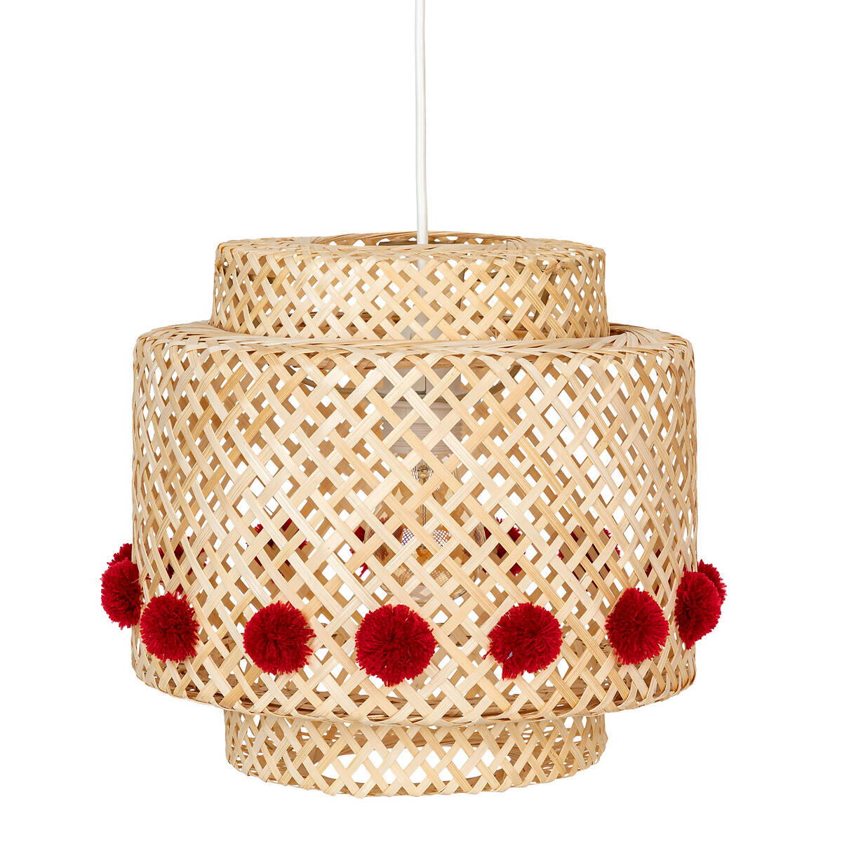 Atmosphera for kids Závěsná lampa LIBY BAMB s prolamovaným stínidlem z bambusu, Ø 40 cm hnědá