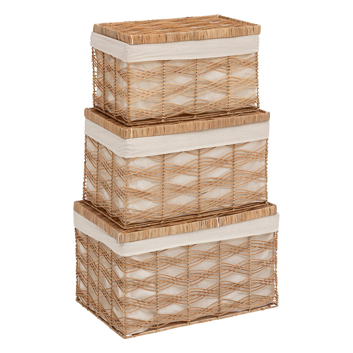 Atmosphera Pletené úložné boxy ROSY, 3 nádoby hnědá