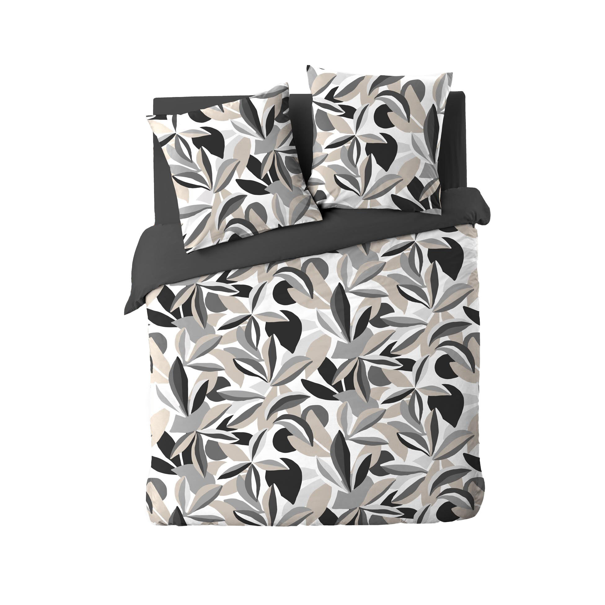 Douceur d'intérieur Sada povlečení LAVINIA, šedý vzor, 240 x 220 cm antracitová