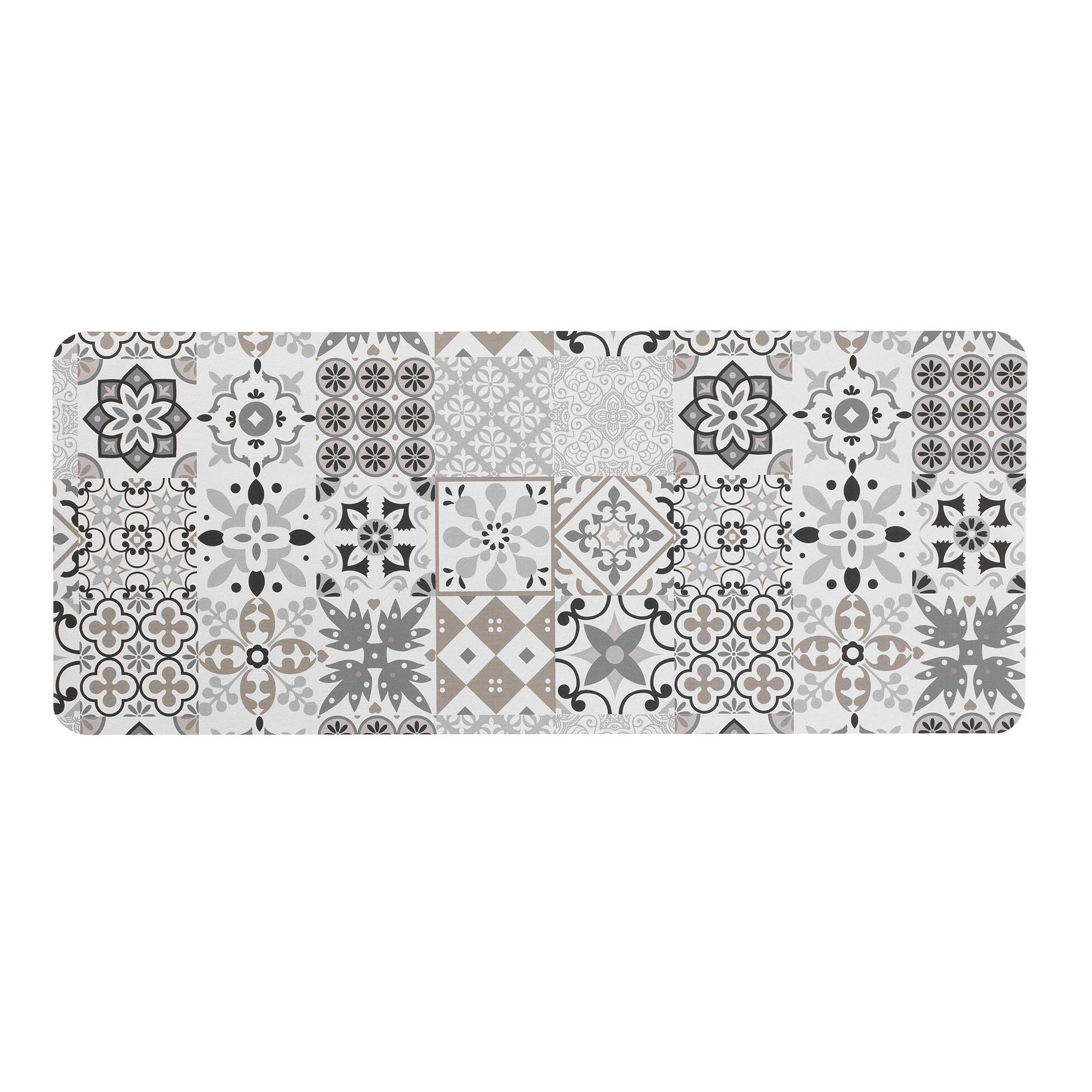 Douceur d'intérieur Podlouhlá koupelnová předložka s mozaikovým vzorem, 50 x 120 cm šedá