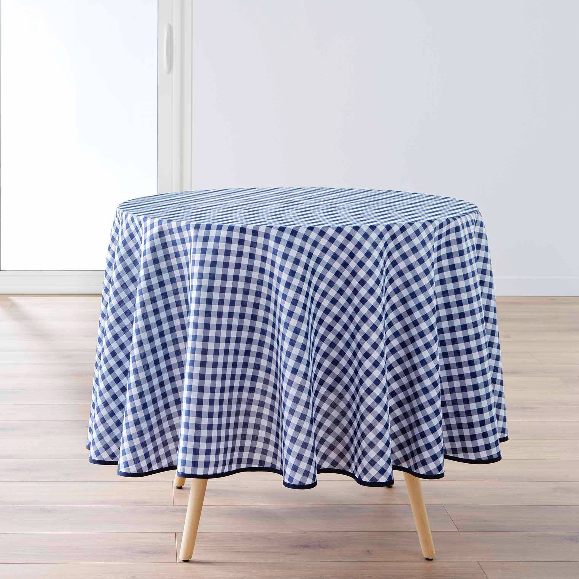 Douceur d'intérieur Kulatý ubrus VICHY, Ø 180 cm, kostkovaný, modrý modrá