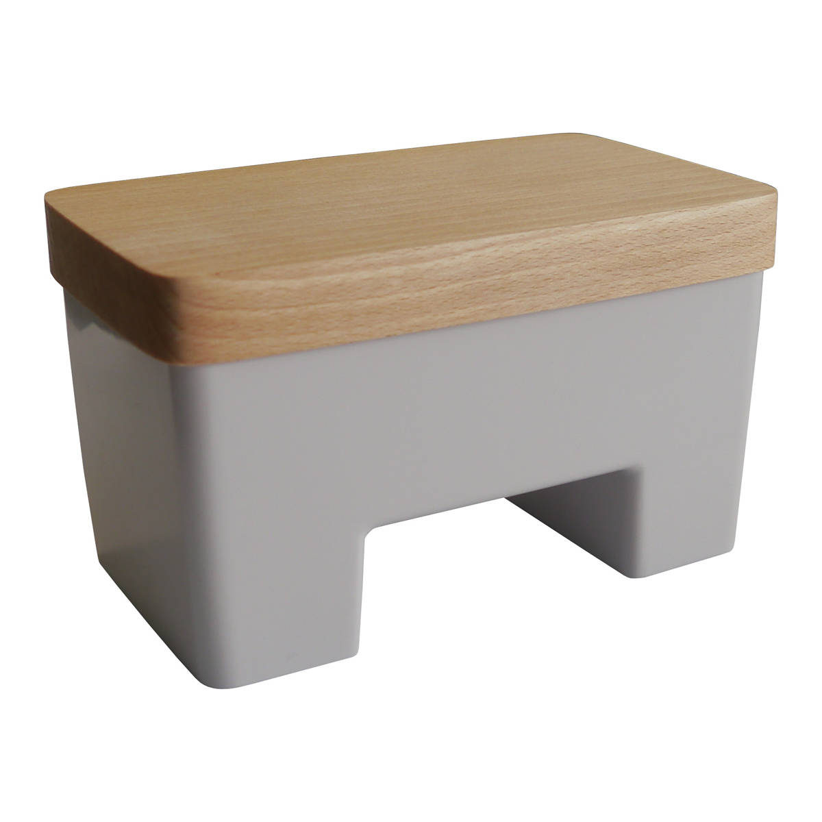 PRACTIC Máslenka na vodu s dřevěným víkem šedá