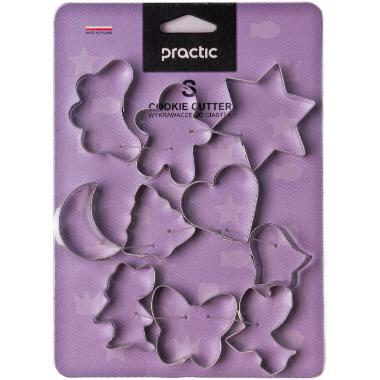 PRACTIC Sada dortových forem, 10 kusů stříbrná