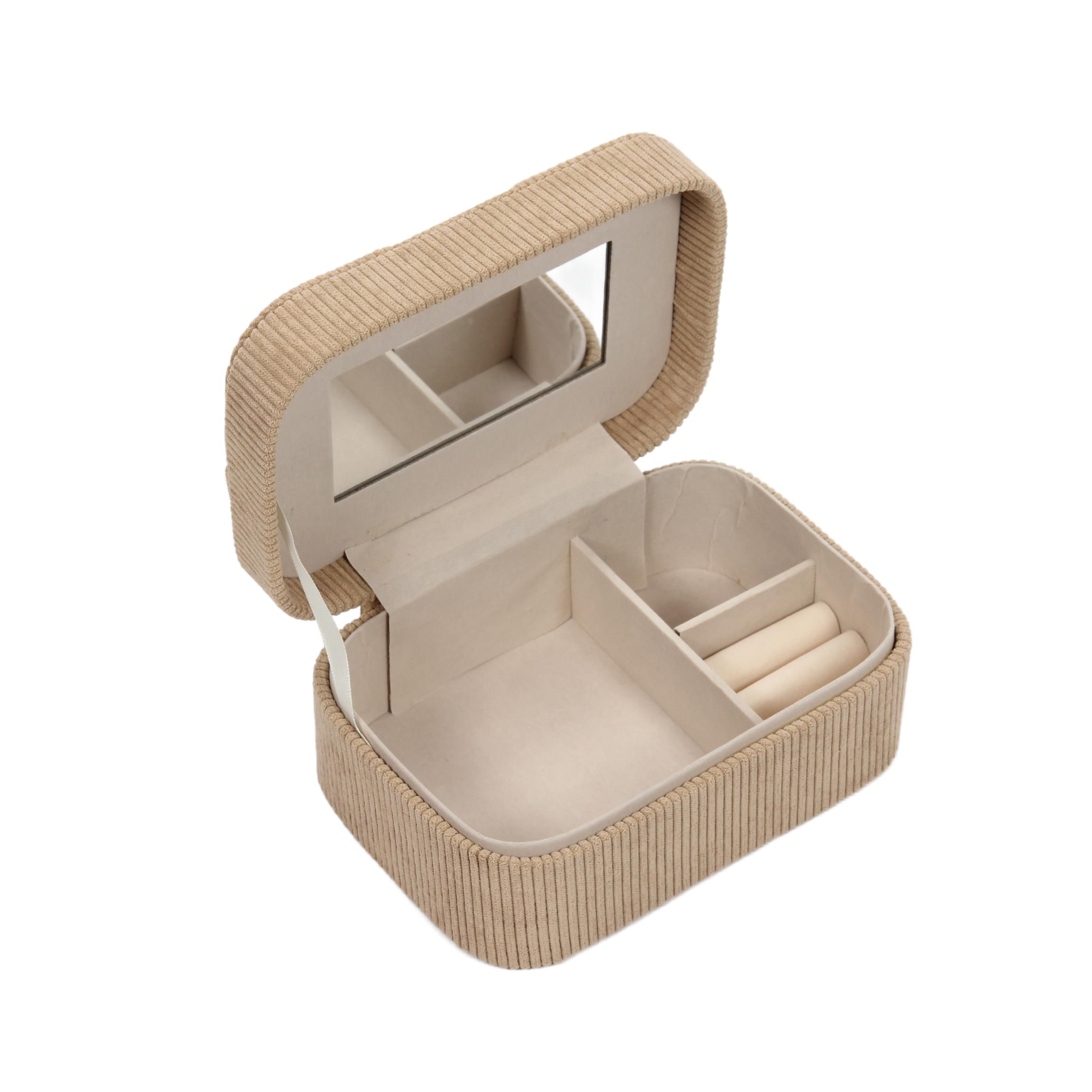 Home Styling Collection Malá šperkovnice, manšestr, 19 x 13,5 x 8 cm hnědá