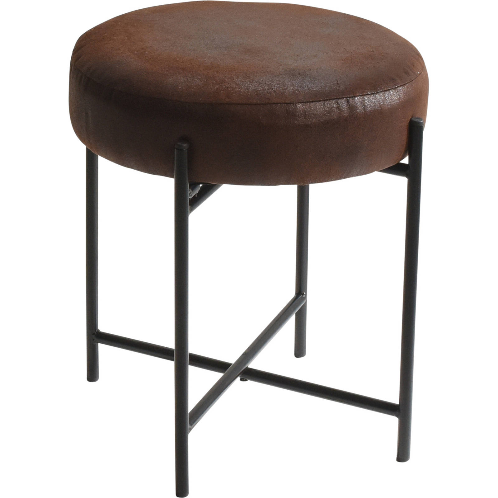 Home Styling Collection Kulatá stolička s kovovým rámem, Ø 36 cm hnědá