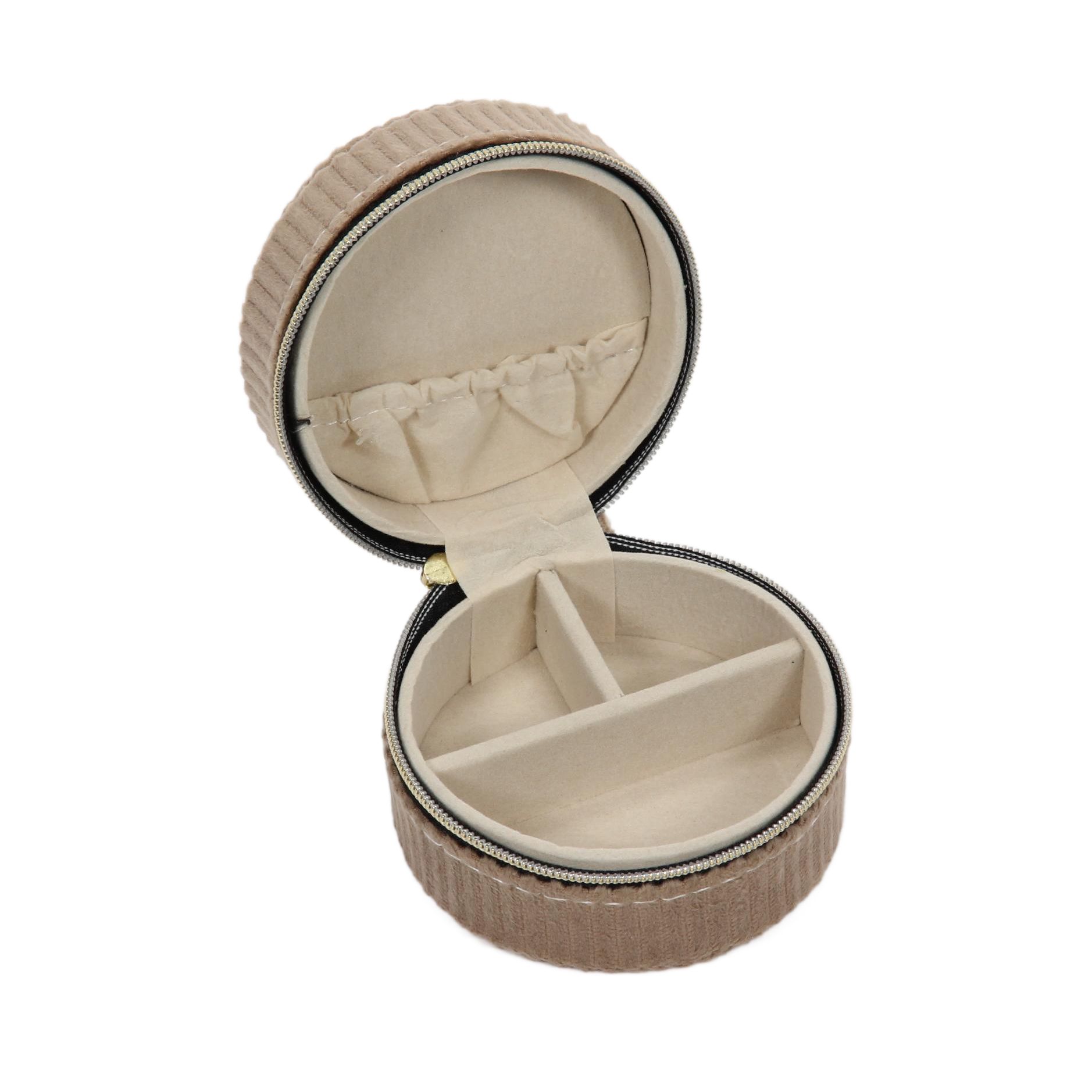 Home Styling Collection Malá šperkovnice, manšestr, Ø 8 cm béžová