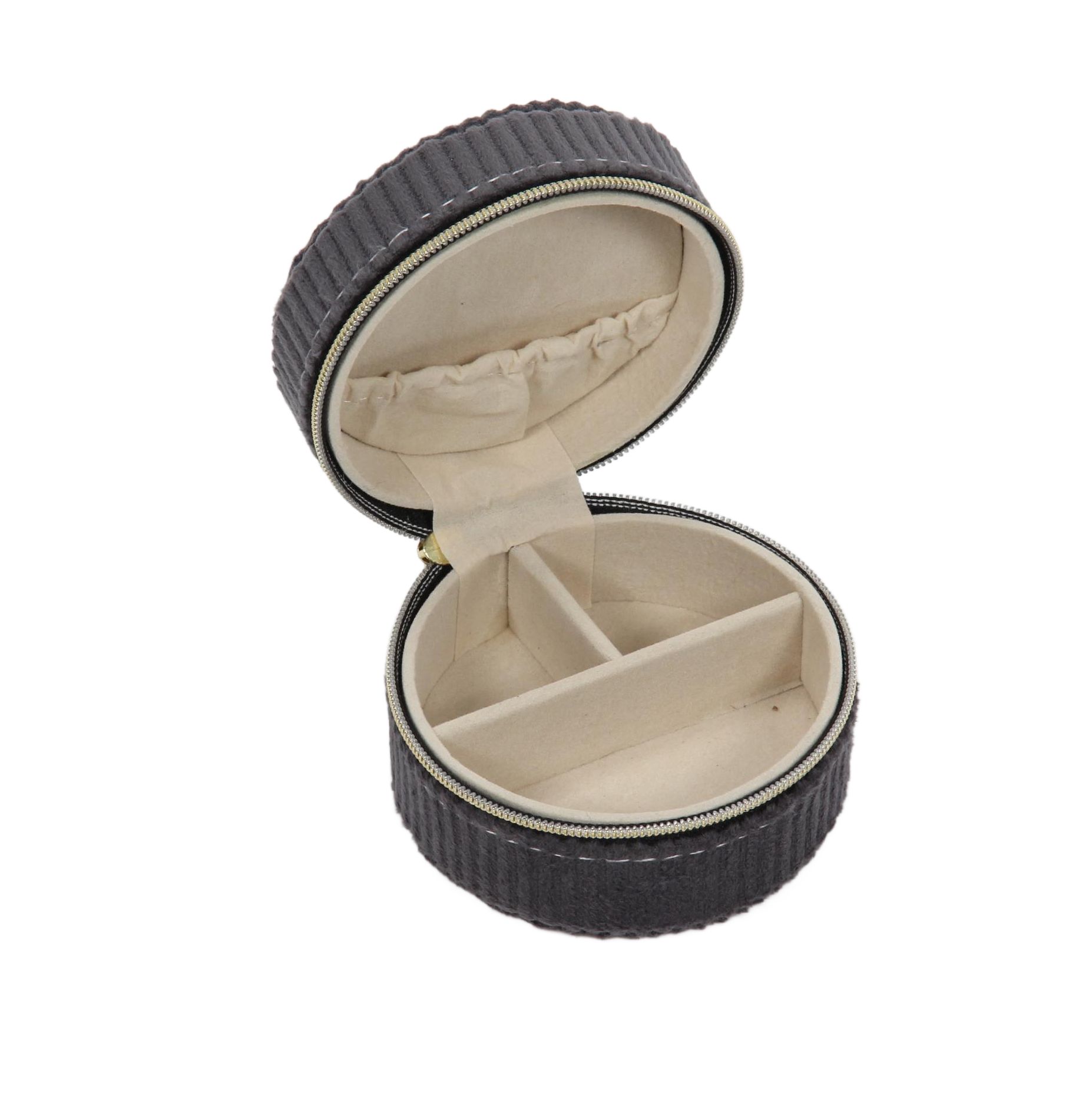 Home Styling Collection Malá šperkovnice, manšestr, Ø 8 cm antracitová