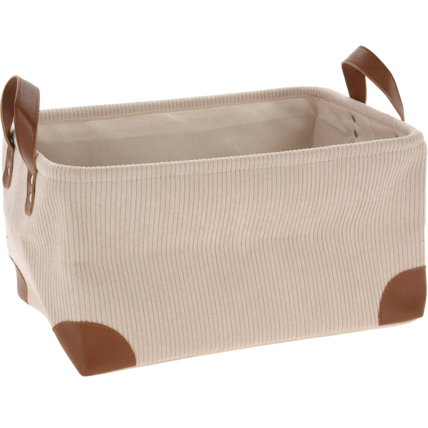 Home Styling Collection Úložný košík, manšestr s uchy, 36 x 26 x 19 cm béžová