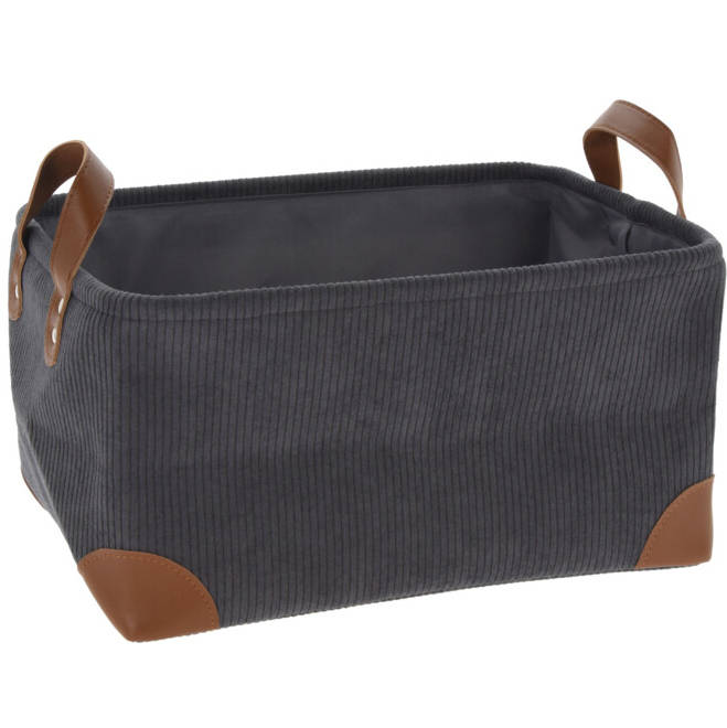 Home Styling Collection Úložný košík, manšestr s uchy, 36 x 26 x 19 cm antracitová