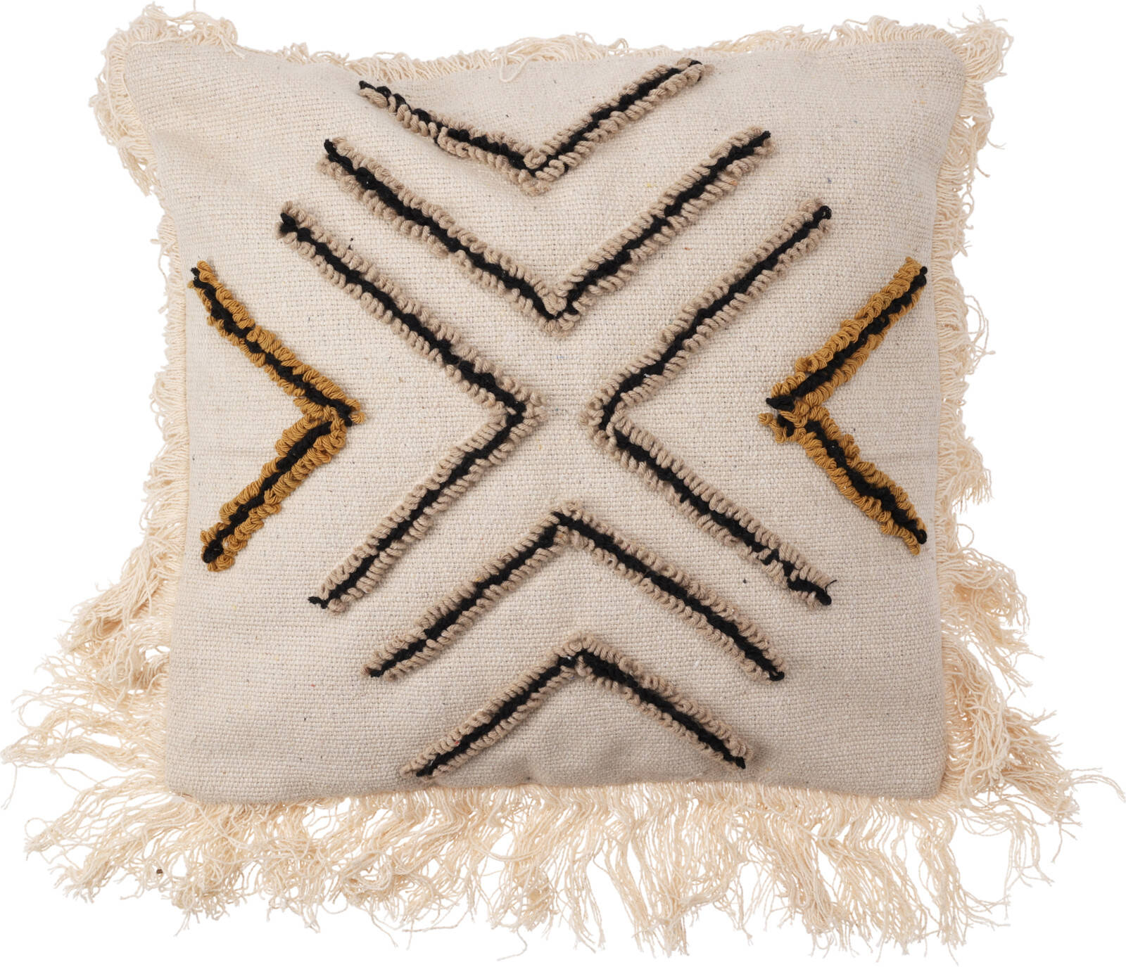 Home Styling Collection Boho polštář s třásněmi, 45 x 45 cm béžová