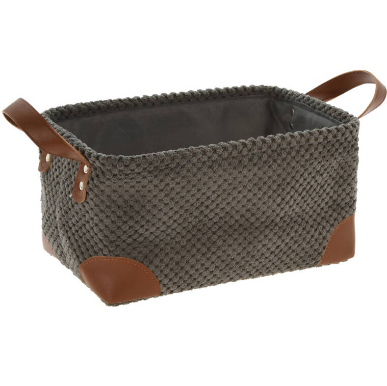 Home Styling Collection Úložný košík, manšestr s uchy, 30 x 20 x 15 cm antracitová