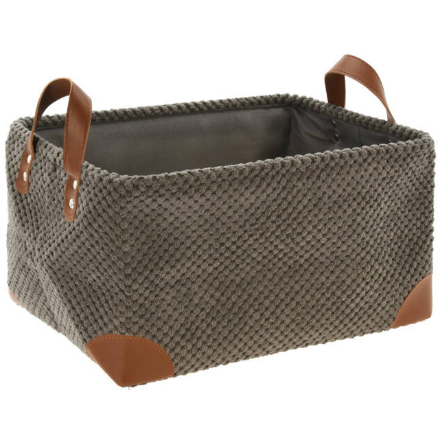 Home Styling Collection Úložný košík, manšestr s uchy, 36 x 26 x 19 cm antracitová