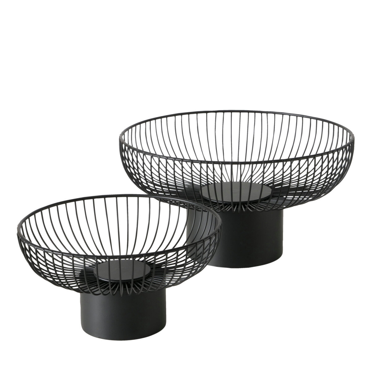 Boltze Kovové košiky na ovoce CINDY, 2 ks, Ø 30-39 cm černá