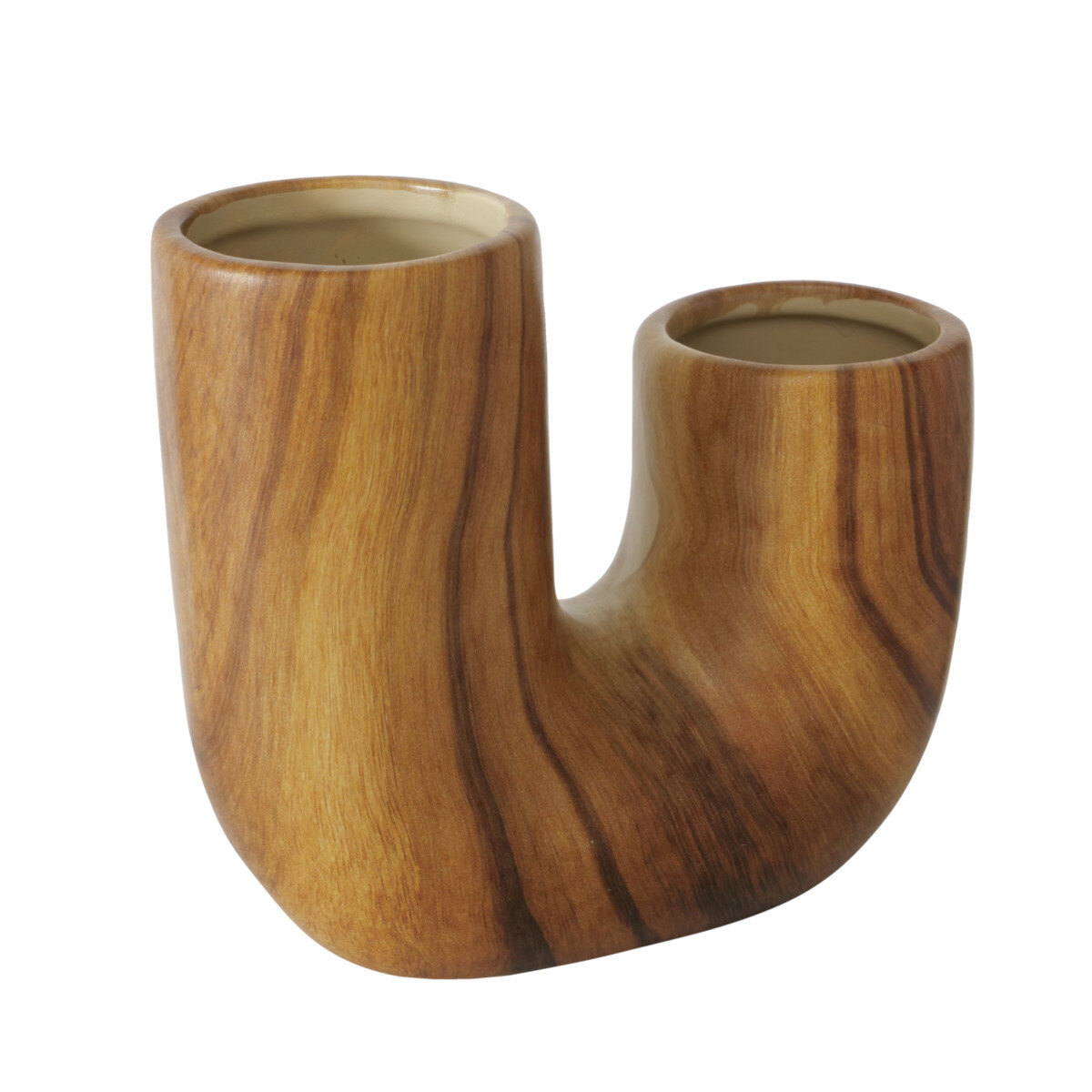 Boltze Keramická váza s dřevěným vzorem WILHELMY, 14,5 cm hnědá