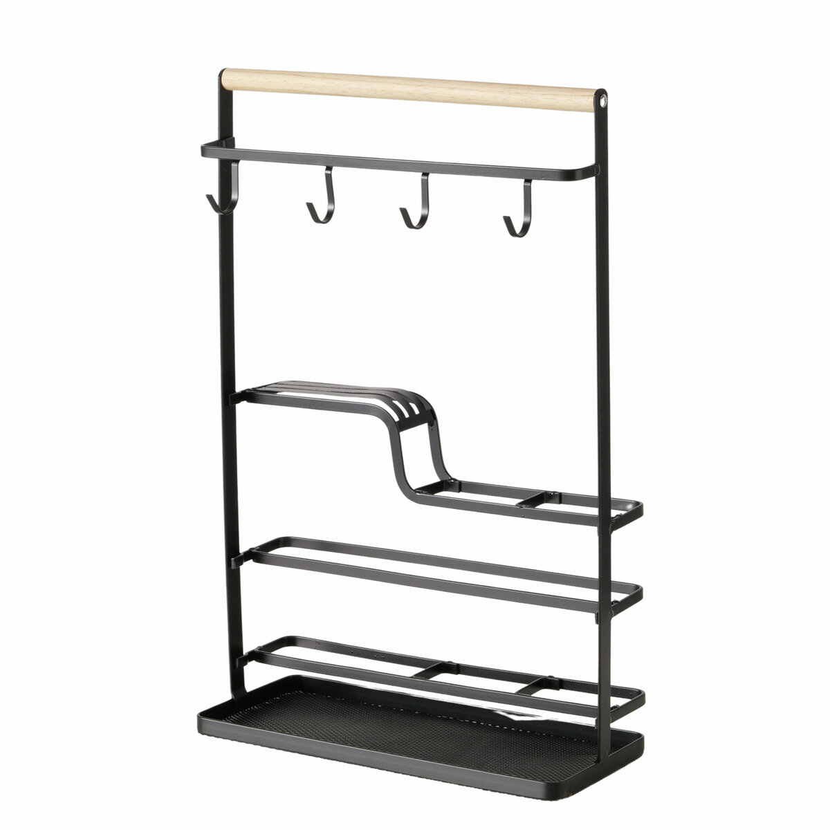 Boltze Kovová police s háčky AGNETA, 43,5 x 28,5 cm černá