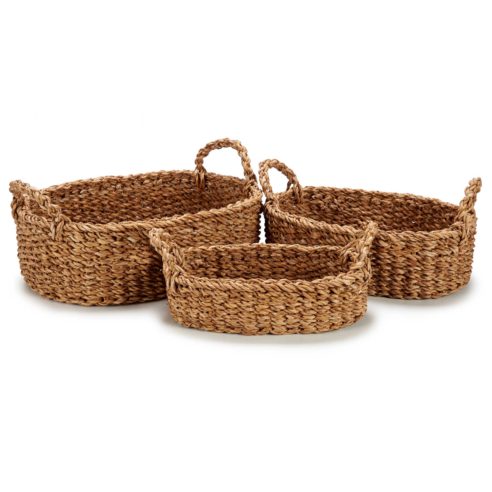 Giftdecor Oválné košíky z mořské trávy GOW, 3 kusy hnědá