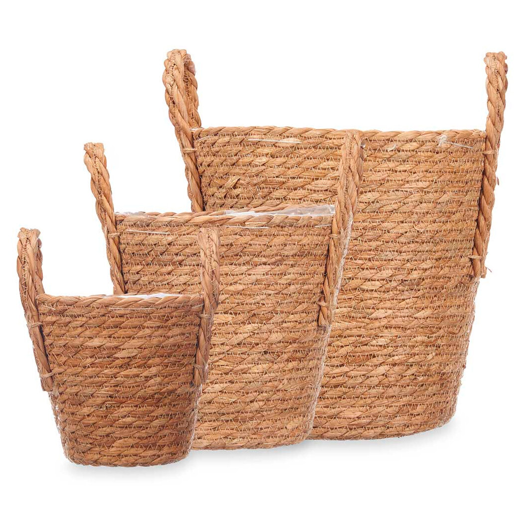 Giftdecor Pletené košíky ESPARTO s úchyty, 3 kusy hnědá