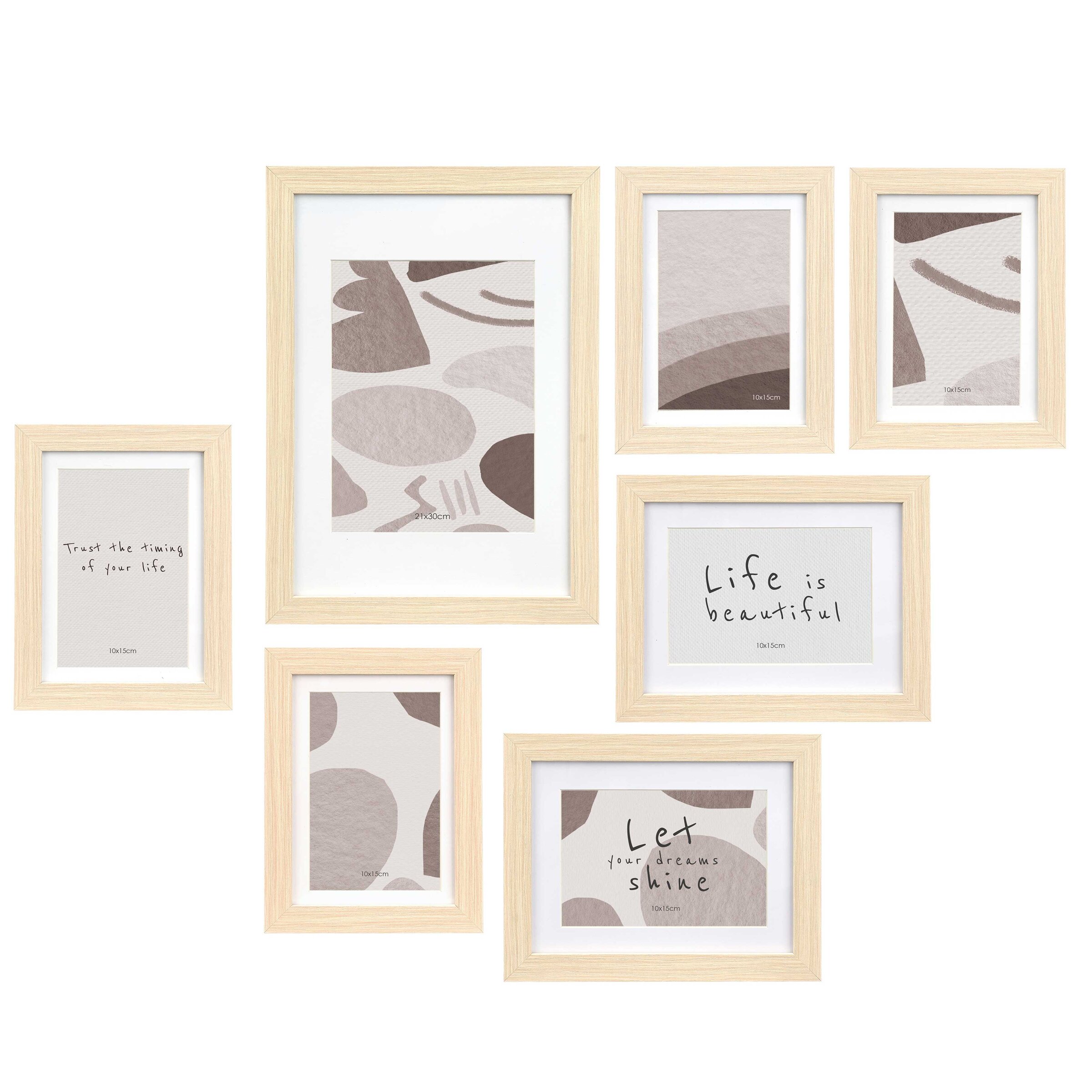 Giftdecor Nástěnné fotorámečky MURAL, 7 rámečků různých velikostí, béžové béžová