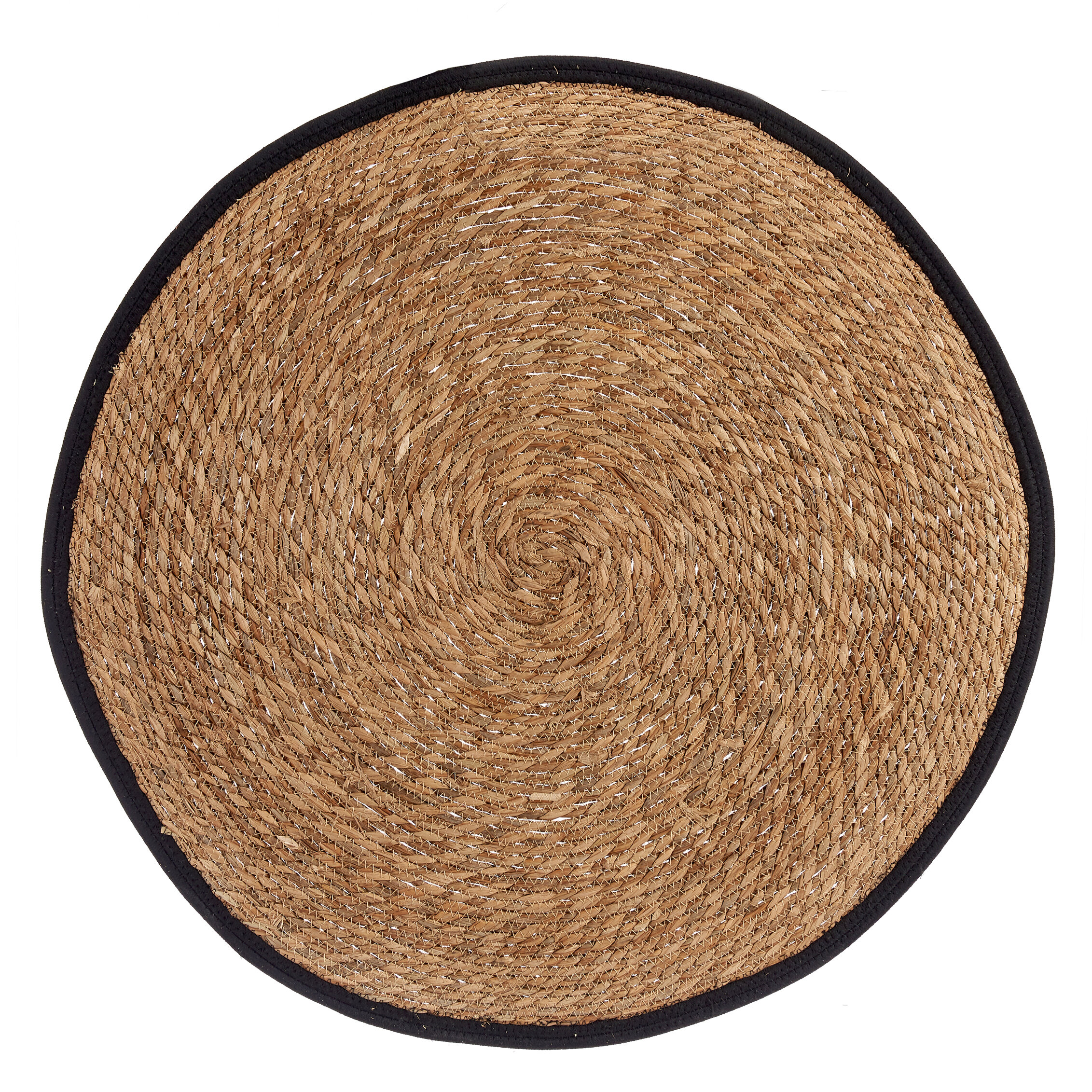Giftdecor Pletený koberec NARO s černým lemem, ⌀ 80 cm béžová