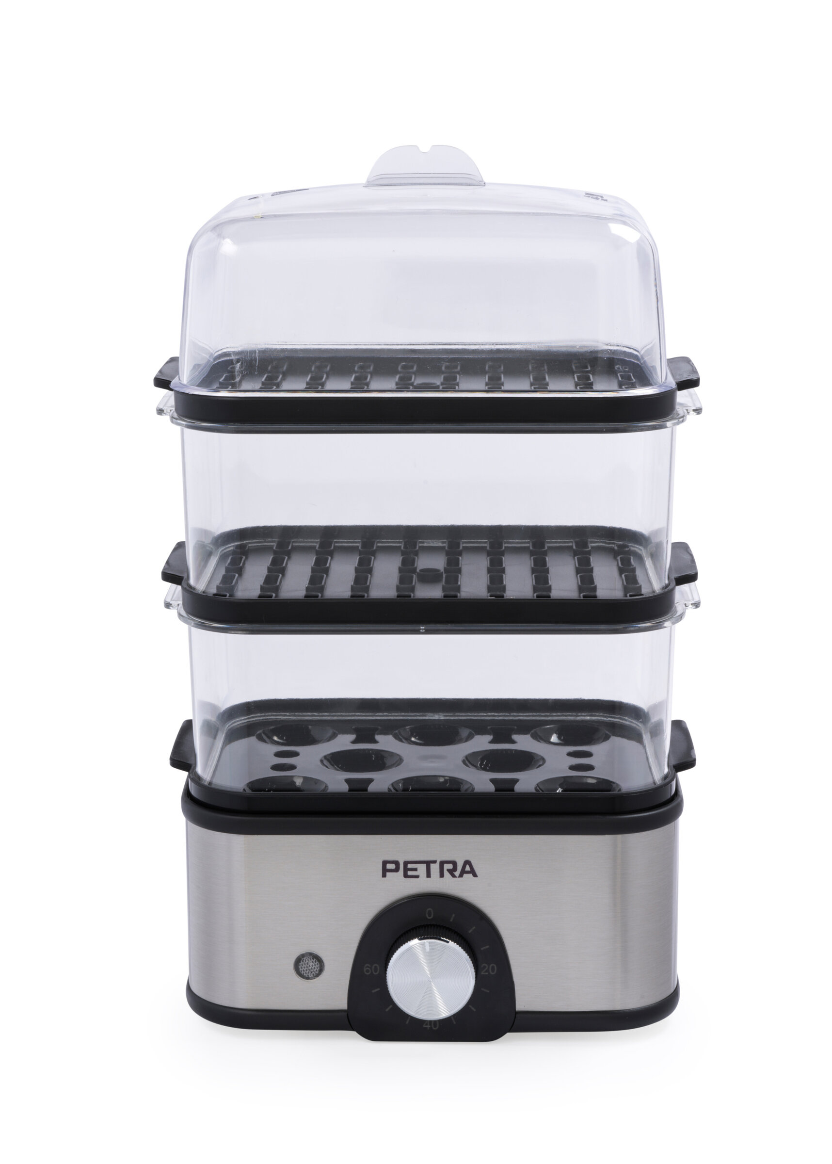 Tříúrovňový hrnec na vaření v páře PETRA, 500 W, 3 l stříbrná