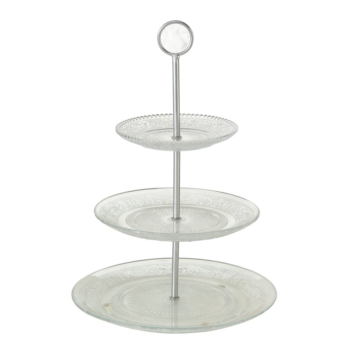Boltze Home Skleněný podnos na cukroví RELIEF, 35 cm transparentní