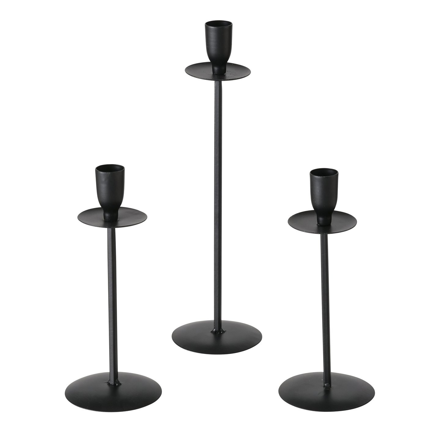 Boltze Home Sada kovových svícnů, CHESIL, 20, 26 a 30 cm černá