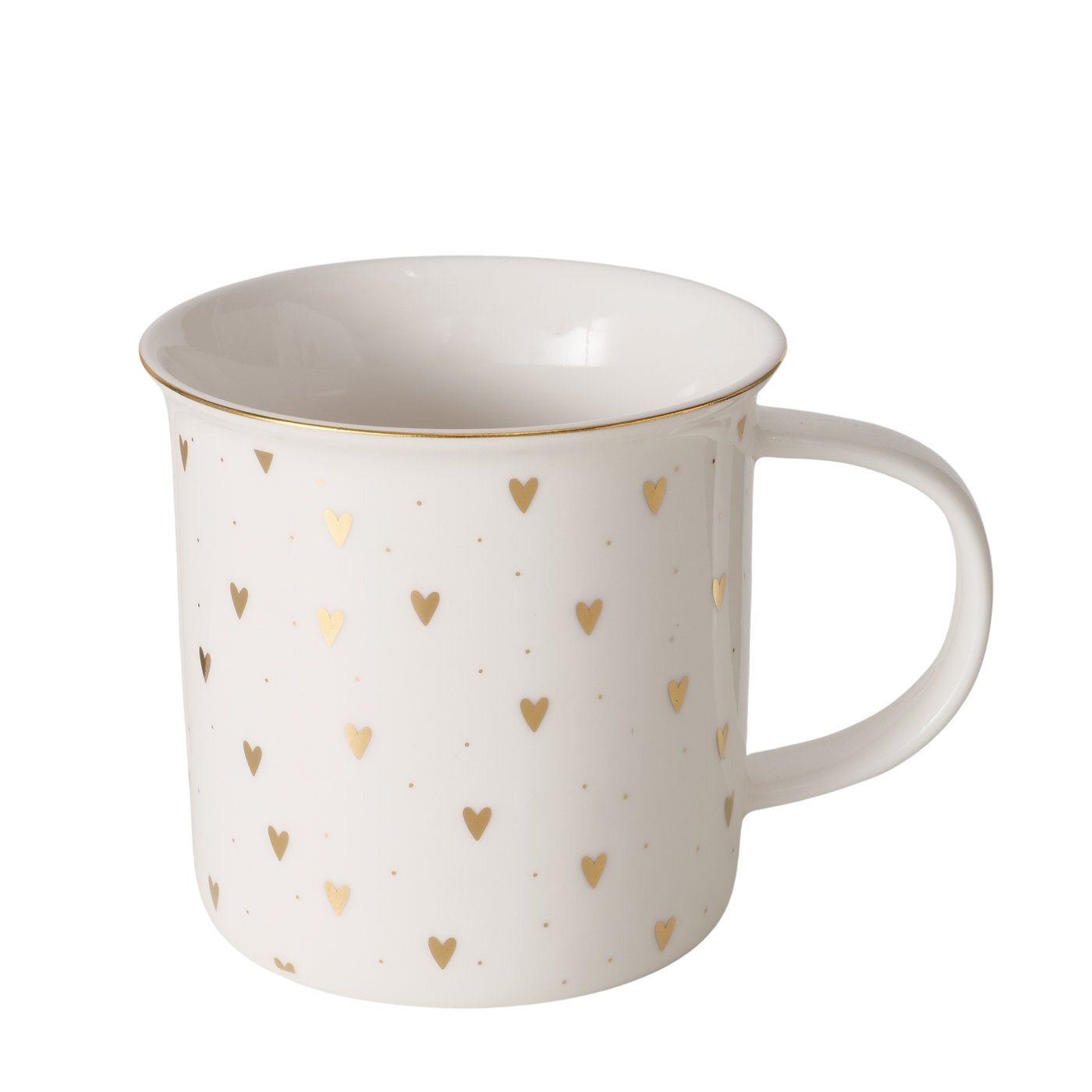 Boltze Home Porcelánový hrnek, ručně malovaný, DILARA, 370 ml, srdíčka bílý